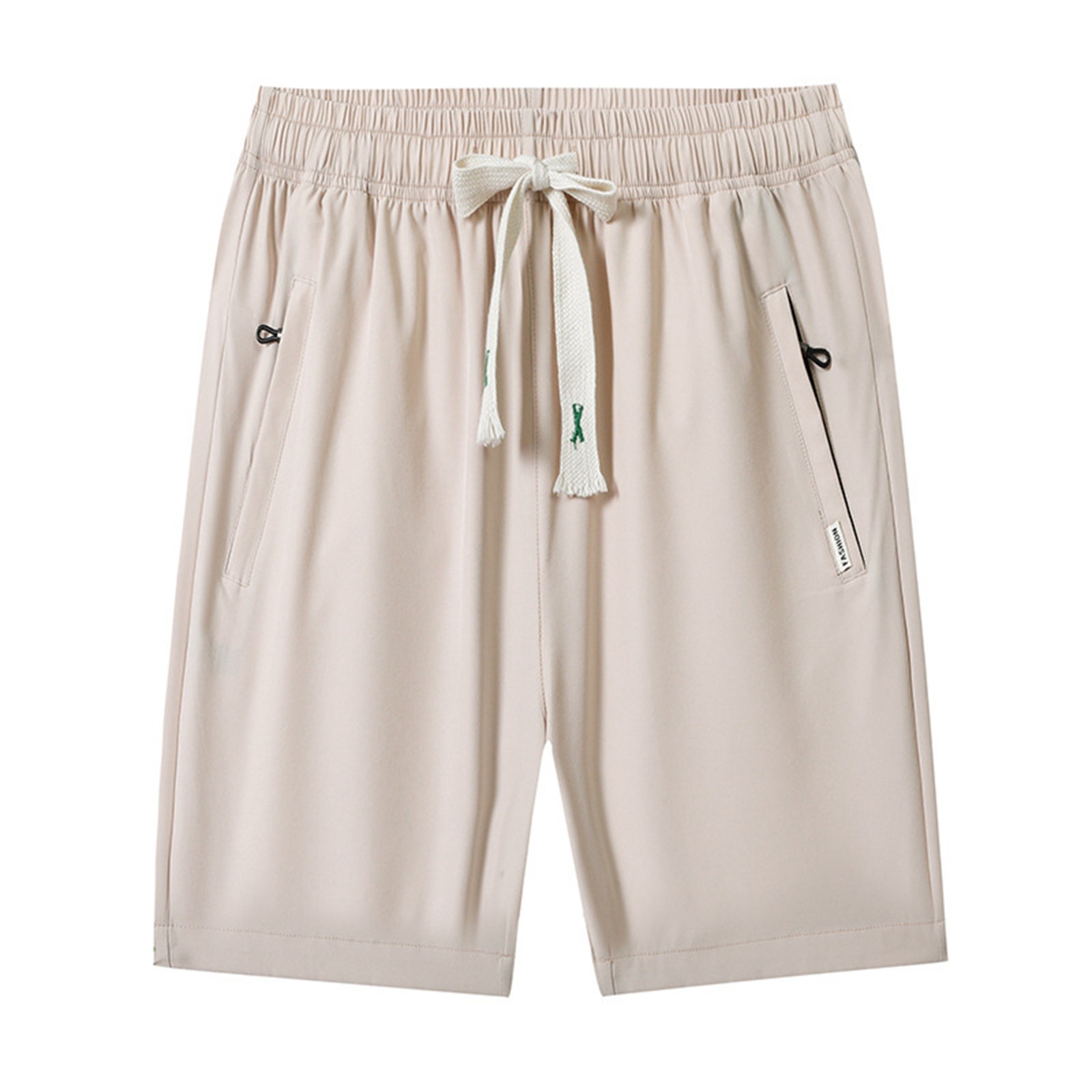 thumbnail image 1 of Pantalones cortos casuales para hombre: corte holgado de verano, cintura elástica, bolsillos con cremallera, transpirables, para uso diario deportivo con camisetas., 1 of 5